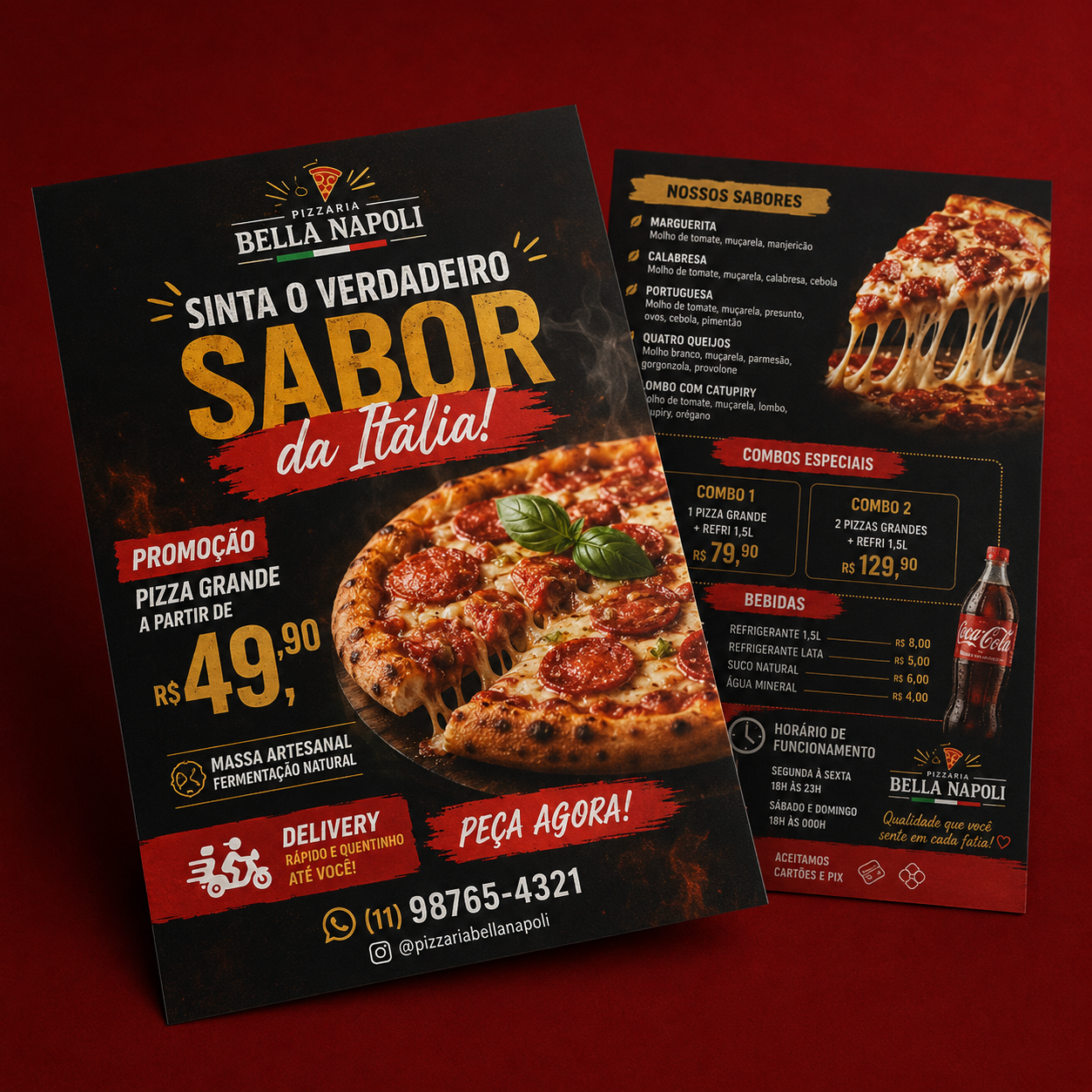 Panfleto para Pizzaria – Impressão Frente e Verso