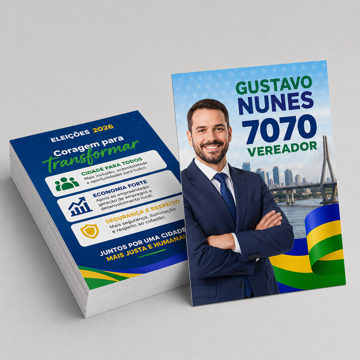 Eleições 2026 Santinhos Couchê 90g Sem Verniz 70x100mm