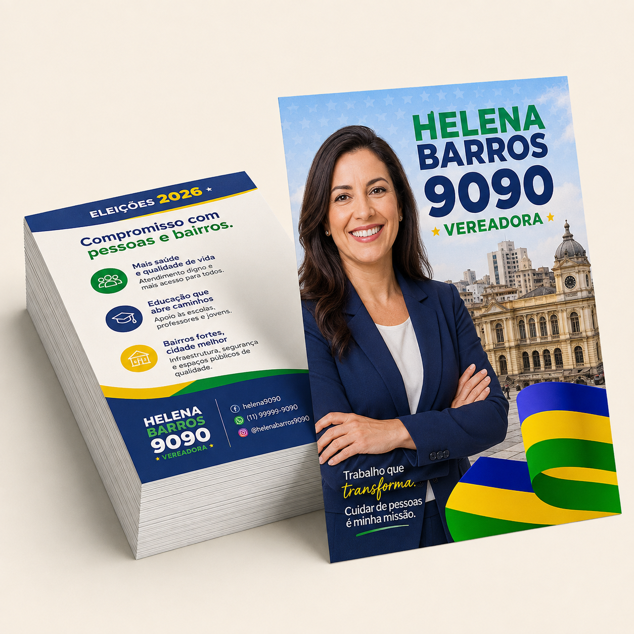 Eleições 2026 Santinhos Couchê 90g Sem Verniz 70x100mm