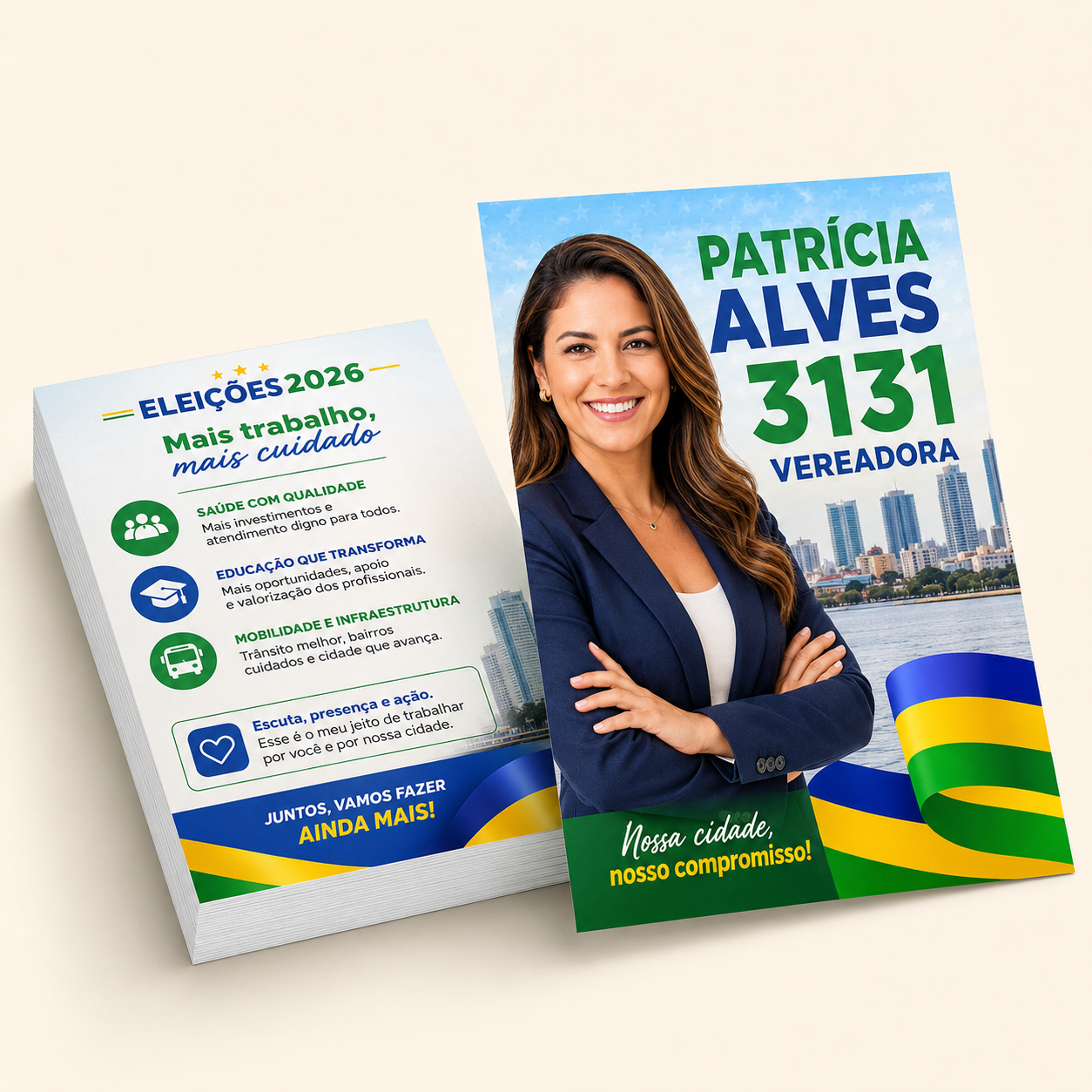 Eleições 2026 Santinhos Couchê 90g Sem Verniz 70x100mm
