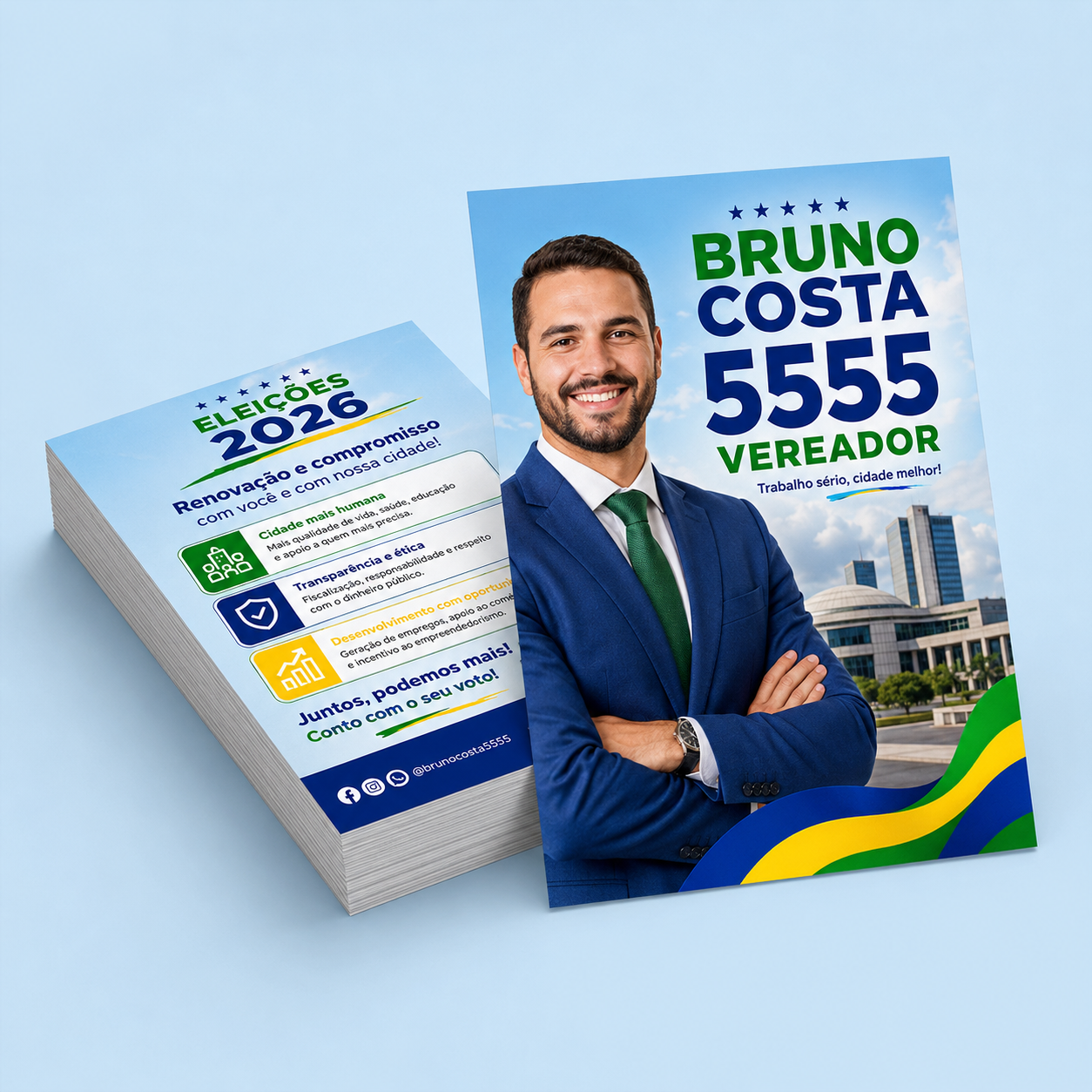 Eleições 2026 Santinhos Couchê 90g Sem Verniz 70x100mm