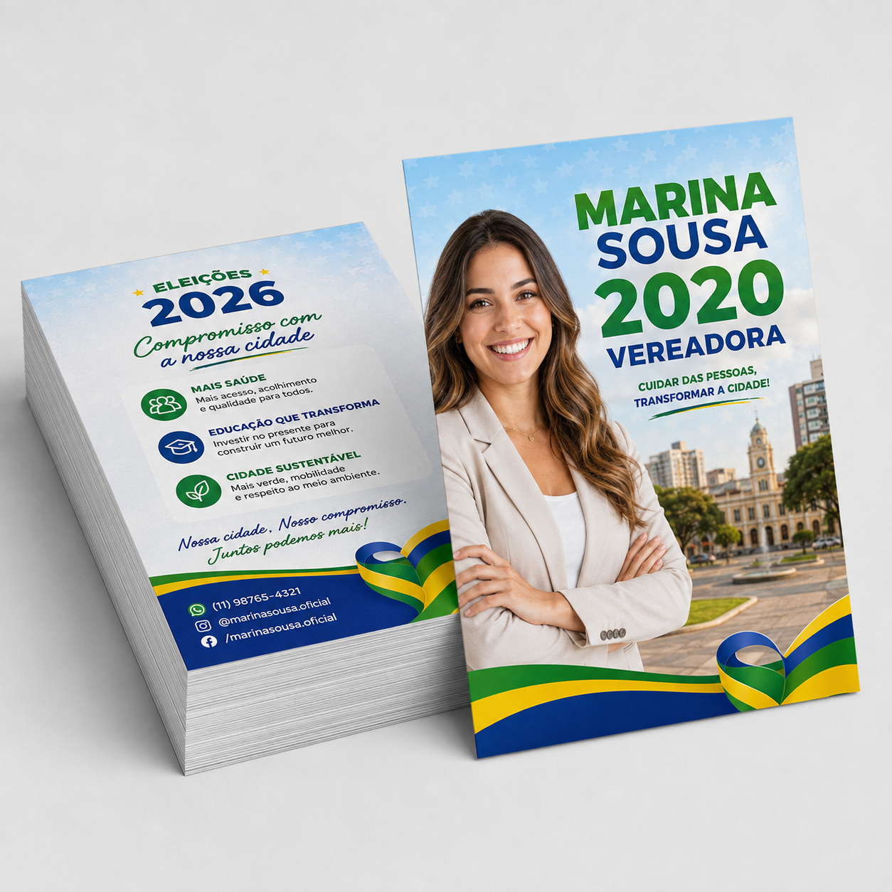 Eleições 2026 Santinhos Couchê 90g Sem Verniz 70x100mm