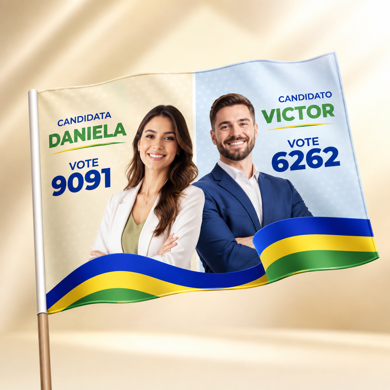 Eleições 2026 Bandeira Tecido Oxford Constura Linha branca Overlock Com bastão
